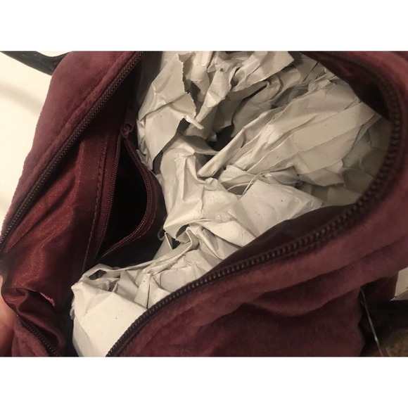 Kangol Medium Barrel Handbag, Small Duffle Style Deep Grape, Velour - Picture 8 of 14